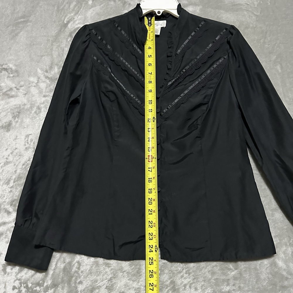 Loft Victorian Edwardian Style Lace Button Down Blouse Womens Size 12 Silk Blend - Picture 6 of 8
